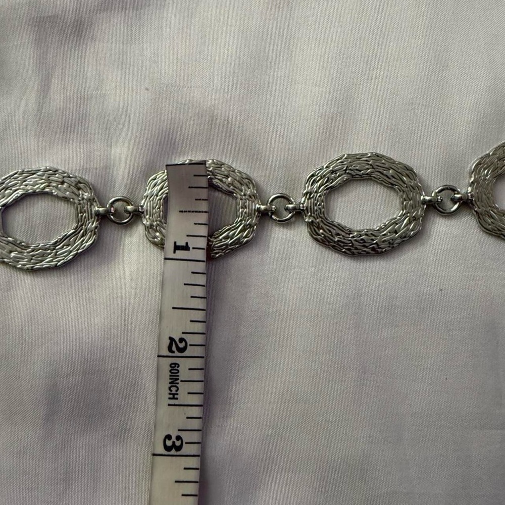 Silver tone metallic skinny chain belt - Picture 5 of 8